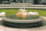 「蓮の噴水」「雲のベンチ」大理石　白御影石